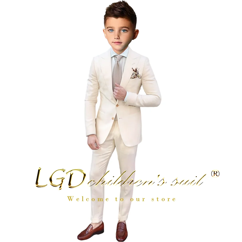 Boys' 2-piece formal suit set (jacket vest) suitable for weddings, parties and formal events, children's custom tuxedo suit