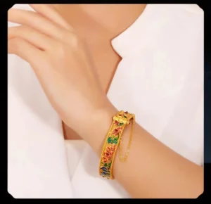 High quality Joeyero gold 999 enamel raised case eyebrow bracelet retro bracelet Joeyero womens luxury quality jewelry - Image 3