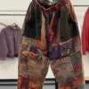 Ethnic Style Fashion Patchwork Print Cotton Padded Warm Women Harem Pants Vintage Elastic Waist Multi Pockets All-Match Trousers