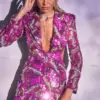 New Sexy V Neck Luxury Sequin Slim Blazer Dress Women Bright Sequined Long Sleeves Backless Mini Dress Evening Party Cocktail