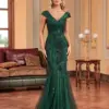 Lucyinlove Luxury Sleeveless Green Sequin Formal Evening Dress Women 2024 Elegant Mermaid Party Maxi Prom Arabia Cocktail Gowns