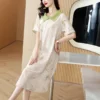 2024 Summer White Silk Satin Patchwork Batwing Sleeve Luxury Long Dress for Women Korean Vintage Elegant Loose Party Vestidos - Image 4