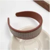 French style new thousand bird grid headband, women's fashionable Maillard leather hair clip, high-end hair accessories - Image 3