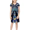 Color Feather Print Girl Princess Dress Polynesian Short Sleeved V-Neck Dresses Girly Clothing Summer Tops T-shirts And Skirts - Image 3