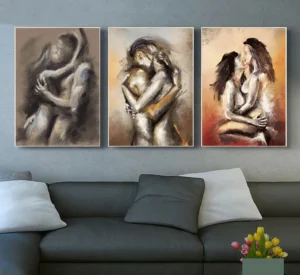 Couple Kiss Hug Abstract Erotic Nude Lovers Embracing Fantasy Sexual Poster Wall Art Pictures Canvas Painting Room Home Decor - Image 2