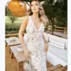 Hollow Crochet Woven V-neck Sleeveless Knitted Dress Women Slim A Line Perspective Vestidos 2023 Summer Beach Party Maxi Robe