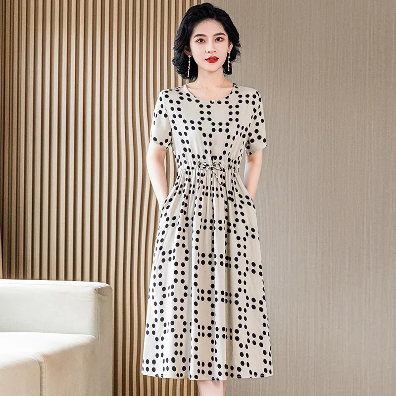 Summer Elegant Dresses for Women 2023 Casual Short Sleeve Vintage Print Ladies Floral Dresses Korean Style Summer Clothes - Image 5