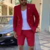 Men's Suits Summer Red Blazer Double Breasted Men With Short Pant Wedding Groom Prom Party Terno Masculino For Man Jacket