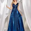 Lucyinlove Luxury sexy Deep V-Neck Satin Sleeveless Blue Evening Dress 2024 Women Elegant Wedding Party Long Prom Cocktail Dress