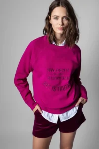 Women Sweatshirts Classic Letter Embroidered Logo Round Neck Cotton Light Purple Women's Sweatshirts - Image 2