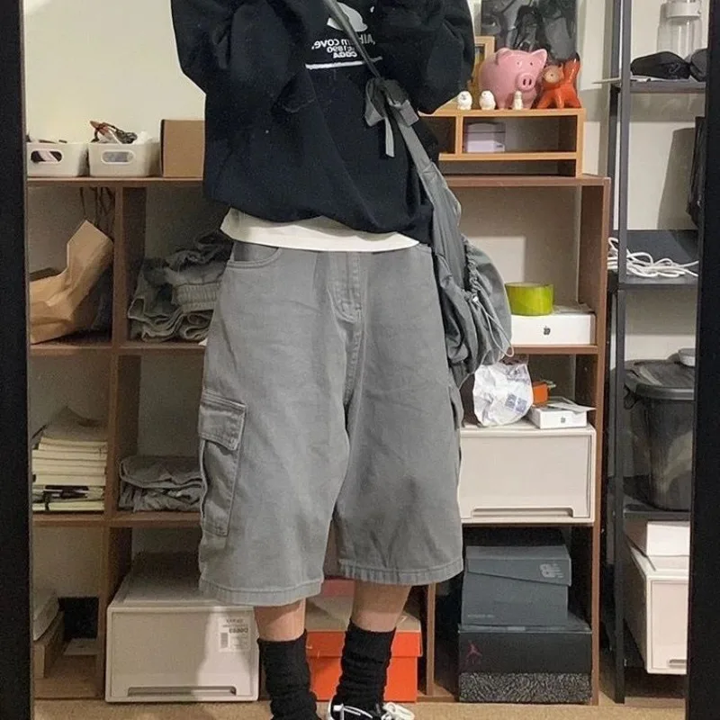 Deeptown Y2k Vintage Oversized Jorts Cargo Jeans Harajuku Baggy Shorts Denim Pants Streetwear Casual Korean Fashion Trousers