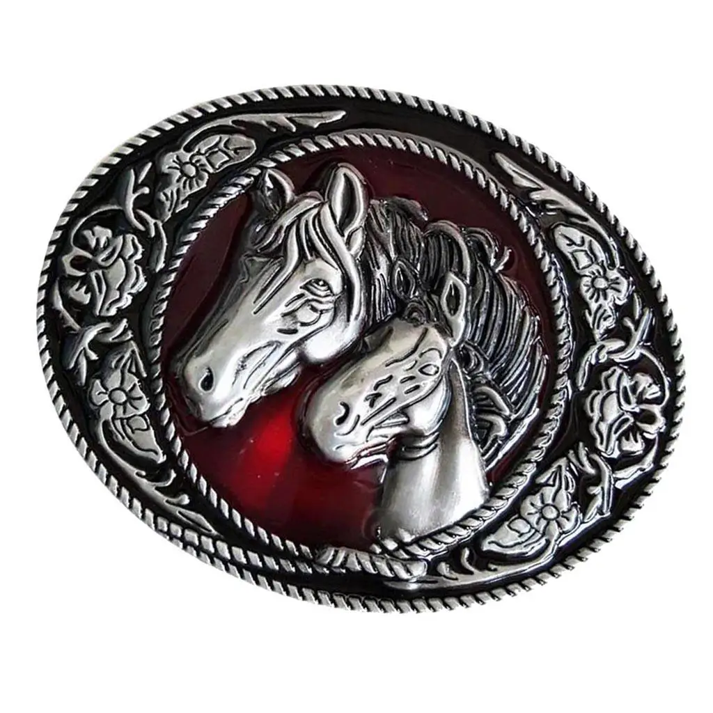 Vintage Flower Decorative Belt Buck Antique Western Horse Head Belt Buckle
