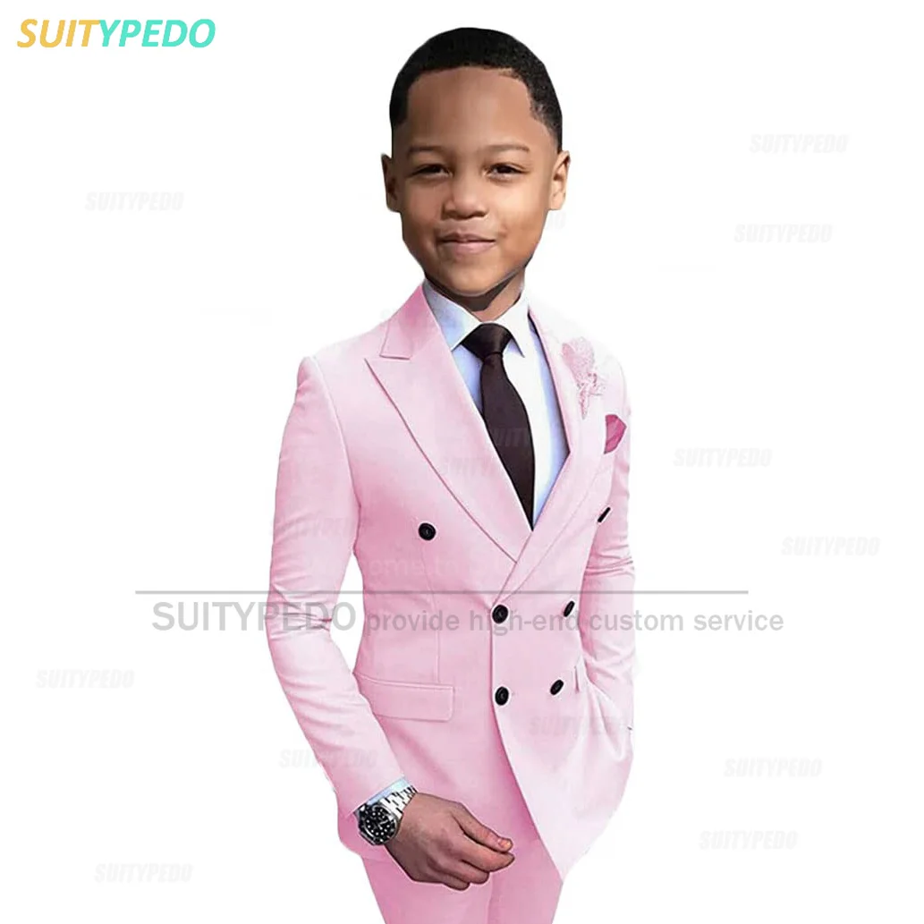 Popular Pink Boys Suit Blazer And Pants Two Pieces Set Daily Casual Activity Prom Costume Wedding Party Flower Boys Tuxedo