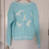 Taylor New Blue Cardigan For Women's Autumn And Winter Bird Embroidery Special Knit Cardigan Slouchy Style Vintage Swift Sweater - Image 2