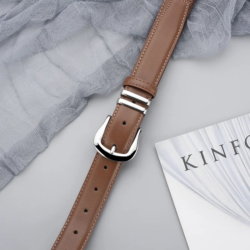 Women's Belts in The Style of Ins New and Versatile in Summer Real Cowhide Fashion Belt Simple Decoration Suit Pants Jeans Belt