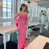 Fuchsia Elegant Detachable Sleeve Luxury Evening Dress With A Bow Dubai Formal Prom Dresses For Wedding Graduation Party Dresses