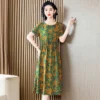 Summer Elegant Dresses for Women 2023 Casual Short Sleeve Vintage Print Ladies Floral Dresses Korean Style Summer Clothes - Image 3