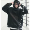 Men's wear design, rope wearing design, hooded sweater, trendy Korean version, loose casual coat, spring and autumn - Image 3