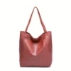 Pocket Women's Soft Leather Handheld One Shoulder Retro Oil and Wax Leather Large Capacity New in Tote Bag - Image 5