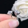 Solid White Gold AU585 Platinum PT950Four claws diamond earrings women's earrings new 14k simple trend - Image 4