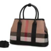 2024 Black Female Bag Designer Luxury Handbags Plaid Printed Women Hand Bag Wide Strap Canvas Pu Leather Shoulder Bag Lady Purse - Image 2