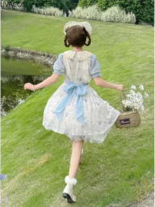 Victorian Retro Lolita Fairy Dress Women Sweet Lace Kawaii Princess Party Dresses Girly Slim Chic Puff Sleeve Floral Mini Dress - Image 6