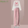 Women's Summer Fashion Hollow Out Shirt Suspender Wide Leg Pants Three Piece 2023 New in Matching Set Korean Elegant Tracksuit - Image 6