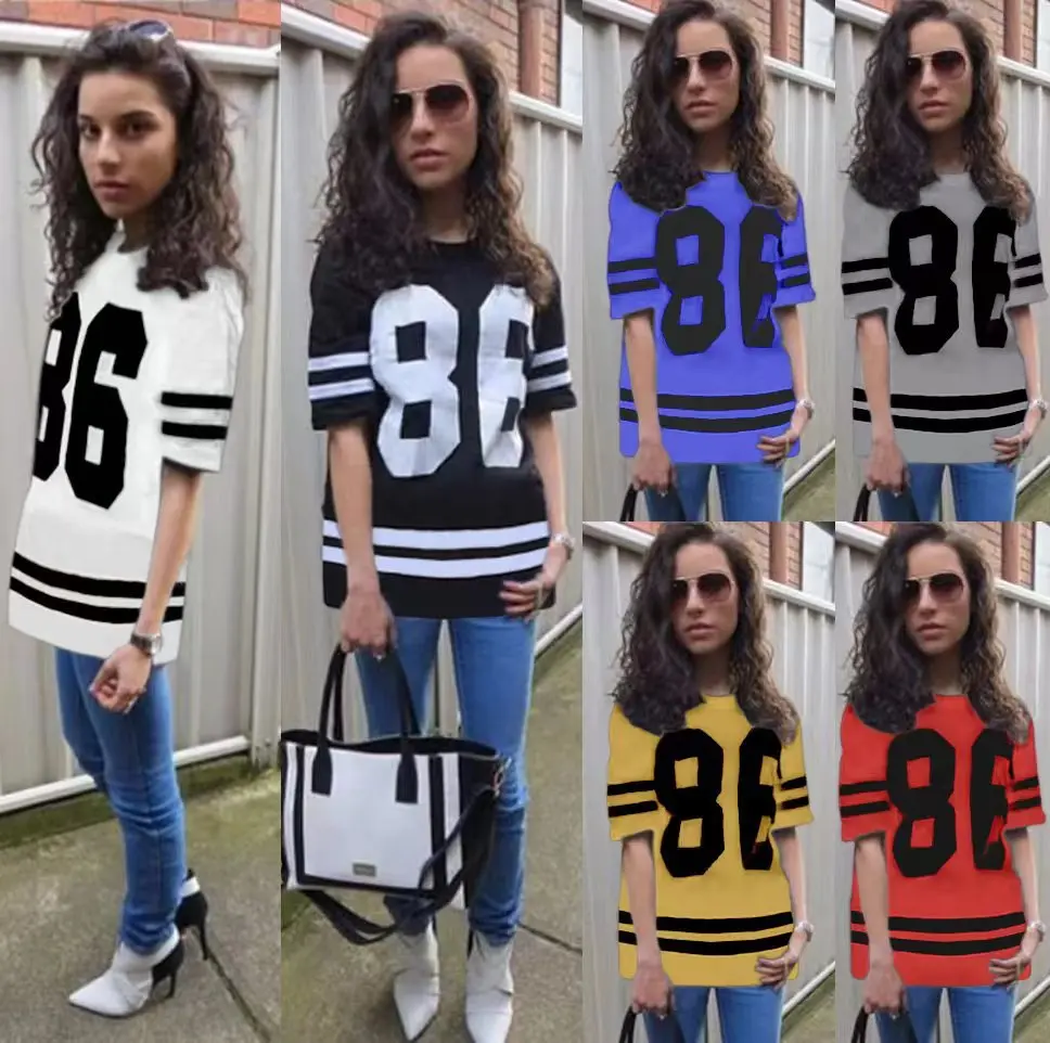 Woman's Tshirts Superior Quality spring/summer Letters Print O Neck Short Sleeve Loose Ladies Tops