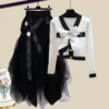 Spring/Summer Set Women's New Korean Fashion Bow Sweater Age Reducing Half Skirt Elegant Women's Two Piece Set - Image 3