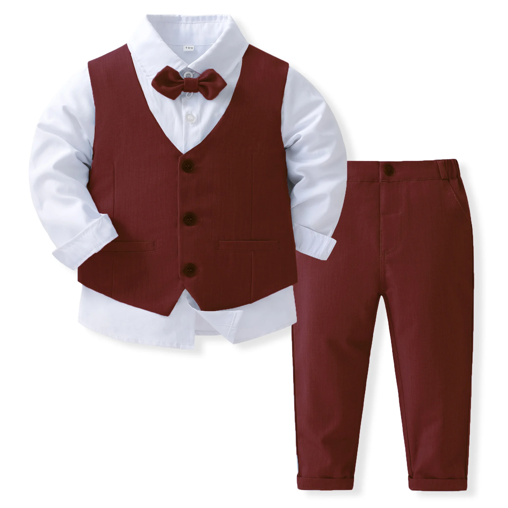 Wedding Attire Outfit Clothes Suit for Boy Ring Bearer Boy Outfits Boy's Gentleman Tuxedo Vest Bowtie Shirt Pants Kid Costume