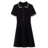 Ladies Summer Temperament All-match Patchwork Solid Color Slim Square Collar Corset Short Sleeve A-line Skirt Women Casual Dress - Image 5