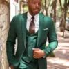 Classic Green Men Suits Regular Fit 3 Pcs Formal Wedding Custom Made Groom Prom Dress Costume Homme terno masculino Blazer Sets