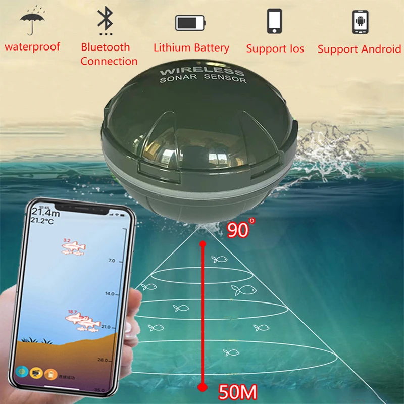 Free Shipping Brand New Smart Phone Fish Finder Sonar Android & IosFish Finder Bluetooth Intelligent Fish Visual Fishing
