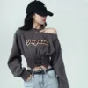 2024 Spring Women's Safari Style Clothing Korean Lady Fashion Short Letter Sweatshirt Wide Leg Pants Sets Punk Streetwear Outfit - Image 6