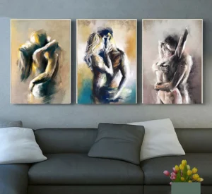 Couple Kiss Hug Abstract Erotic Nude Lovers Embracing Fantasy Sexual Poster Wall Art Pictures Canvas Painting Room Home Decor - Image 3