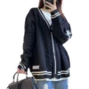 Deeptown Vintage Beige Swift Knit Sweater Women Y2K College Taylor Oversize Star Embroidery Cardigan Folklore Knitted Jumper - Image 3
