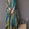 Vintage Printed Dresses ZANZEA Autumn Sundress Women Bohemian Casual Long Sleeve O Neck Dress Elegant Loose Maxi Vestidos Robe