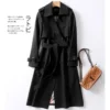 Double layer windbreaker casual Korean style mid-length spring and autumn new version British style coat over the knee coat - Image 2