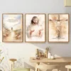 Jesus Poster Modern Christian Motivational Earth Tone Verse and Bible Sketch Canvas Painting Wall Art for Living Room Home Decor - Image 3