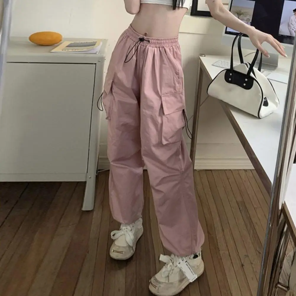 High Waist Casual Pants High Waist Women's Cargo Pants with Oversized Multi Pockets Quick Dry Solid Color for Fashionable