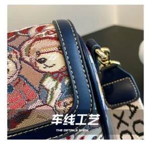 Cartoon Bear Crossbody Bag for Women 2023 New Canvas Shoulder Bucket Bag Full Match Ladies Purses and Handbags Bolsas De Mujer - Image 5