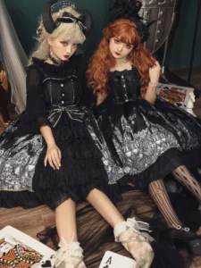 KIMOKOKM Diablo Lolita Style Sweet Square Collar JSK Princess Dress Bow Sleeveless Lace Ruffles Girly Gothic Camisole Dress - Image 3