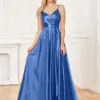 Lucyinlove Luxury V-Neck Satin Sleeveless Blue Formal Evening Dress 2024 Women Elegant Sexy Slip Wedding Party Long Prom Dress