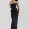 Mozision Elegant Strapless Bodycon Sexy Maxi Dress Women Black Fashion Off-shoulder Sleeveless Backless Club Party Long Dress