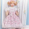 Lolita Sweet Cartoon Print Princess Dress Women Cute Bow Lace Party Strap Dresses Girly Harajuku Kawaii Y2k Mini Vestidos - Image 4