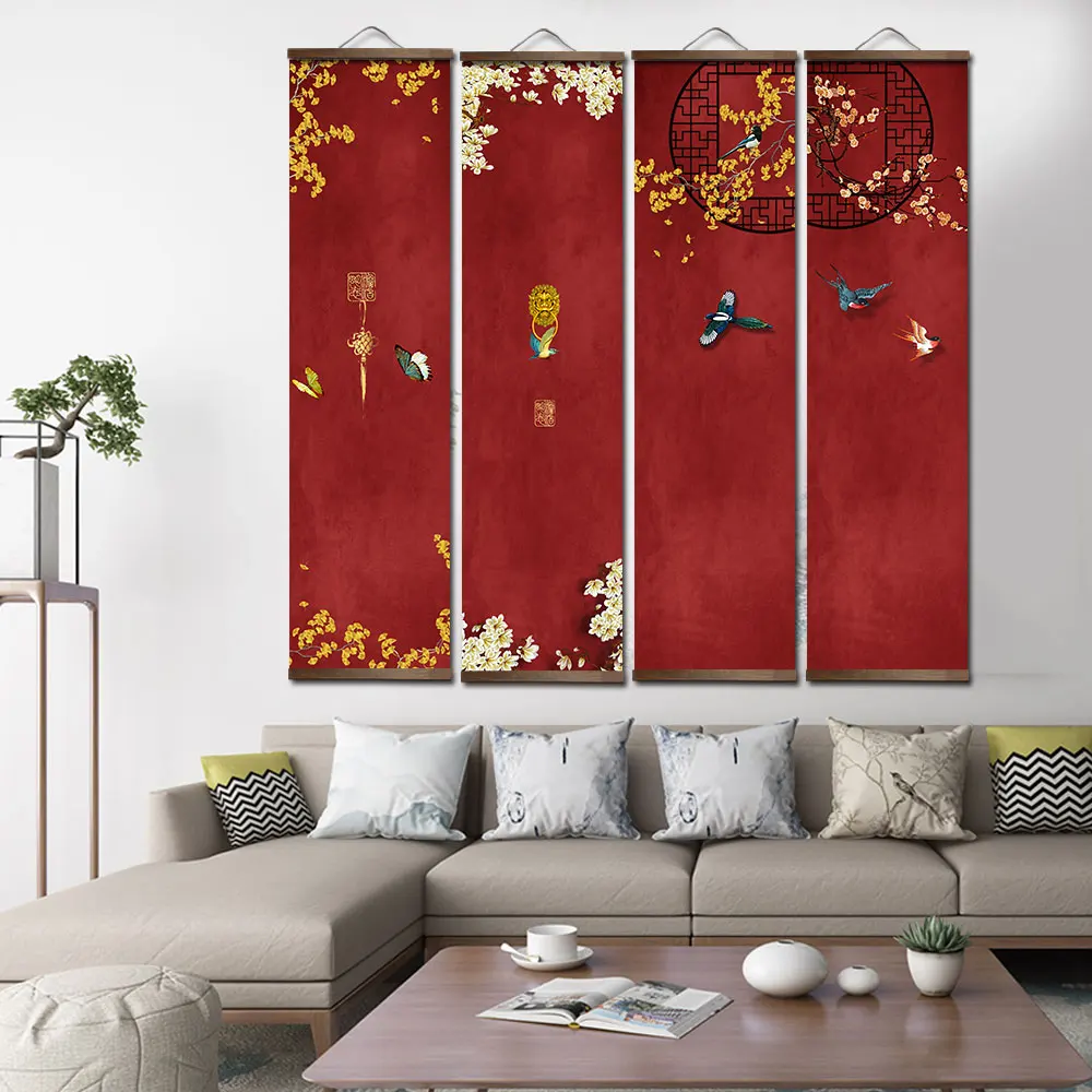 Chinese red new year's day festive gift poster bedroom living room decoration painting wall paintings decoracion para sala