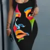 Comfortable Busty Women Vestido Abstract patterns 3D Print Sundress Sleeveless Slim Vest Dress Sexy Skinny Slip Dress Robe