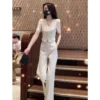 Fashion Casual Women's Set Spring/summer Korean Version New Slimming and High-end Wide Leg Pants Two Piece Set for Reducing Age - Image 4