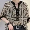Elegant Fashion Rivet Casual Printing Diamonds Diamonds Pullovers 2024 New Summer Short Sleeve Loose Temperament Shirt T-Shirt