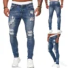 2023 White Embroidery Skinny Ripped Jeans Men Cotton Stretchy Slim Fit Hip Hop Denim Pants Casual Jeans for Men Jogging Trousers - Image 3